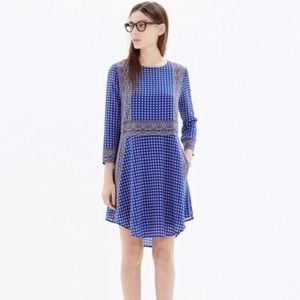 MADEWELL, Silk Ascot Grid Dress, SMALL